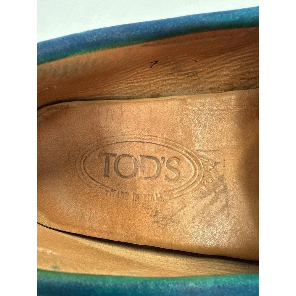 Tods Driving Shoes‎ Mens 7 Blue Tie Dye Suede Gommino Moccasin Loafers Italy